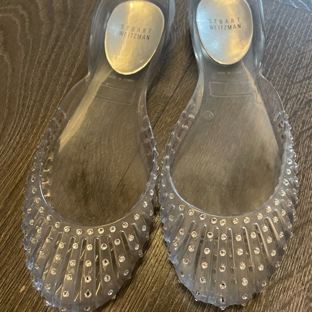 stuart weitzman kelsey crystal embellished flats